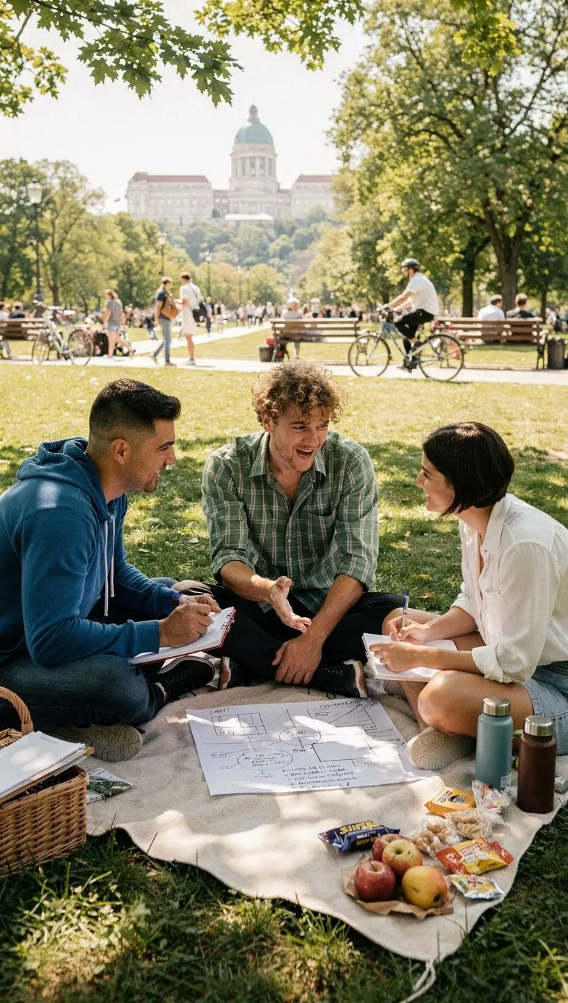 Nyomtatott pénzügyi útmutató táblázatokkal, amelyek különböző jövedelmi szintekhez igazított költségvetési terveket mutatnak be.